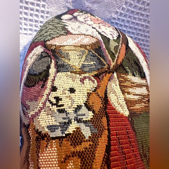 Vtg Santa🎅Claus Tapestry Door Stopper Weighted Bean Bag Christmas Decor LikeNew - Picture 9 of 11